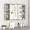 Greatstore Omarica z ogledalom in LED lučkami betonsko siva 76x15x55 cm
