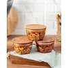 MADAME COCO Florian Set kutija za čuvanje hrane sa drvenim poklopcem, 3kom, 380ml, 10.5x10.5x7cm, Braon
