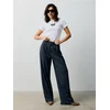 Sinsay - Prugaste wide leg pantalone sa viskozom - mornarsko