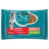 PURINA ONE Multipack Sterilcat mini fileji s puranom in stročjim fižolom / z lososom in korenčkom v soku 4x85g