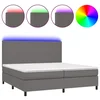 Vidaxl Box spring postelja z vzmetnico LED siva 200x200cm umetno usnje