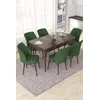 Hanah Home Set Trpezarijski sto i 6 stolica Nef, Zeleno-braon