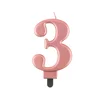 shumee Svečka številka 3, kovinska, rožnato zlata, 8 cm