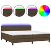 Vidaxl Box spring postelja z vzmetnico LED temno rjava 200x200cm blago