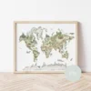Its a moms world Edukativni poster za decu bez rama Mapa sa životinjama A5, 3D