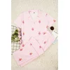 Trendyol Curve Pink Striped Teddy Bear Patterned Shirt Collar Knitted Pajama Set