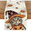 Nikcorp Tekstilni prt za Halloween Mizo z bučami in mačkami, oranžen, 40 x 300 cm, dekorativni ščit za mizo, 100% tkan poliester, pralni stroj, za 8–10 oseb