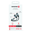 SWISSTEN NABIJALNI AUDIO ADAPTER TEKSTILNI USB-C (moški) / 2x USB-C (ženski) 0,12 M ČERNA
