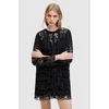Obleka iz mešanice lana AllSaints NOUSH EMB DRESS črna barva, WD591Z
