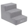shumee Welsti pasje stopnice 30 cm, 3 stopnice iz sivega velveta