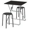 GUNDE / MARIUS Sto i 2 stoličice, preklopno crna/crna, 67x67 cm