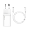 BASEUS zidni punjač tip C Super Si PD 25W + kabel tip C na tip C bijeli TZCCSUP-L02