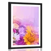 Plakat s paspartujem oljna slika barvitih rož - 40x60 black