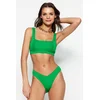 Trendyol Green V-Cut High Leg Textured Bikini Bottoms