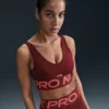 Nike Womens Pro Indy Plunge Padded Bra, Dark Team Red/Magic Ember/White - XS