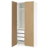 PAX / STORKLINTA Kombinacija garderobera, bela/im. hrastovine, 100x60x236 cm