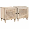 vidaXL Nočna omarica 2 pcs Bež 40 x 33 x 46 cm trden mangov les
