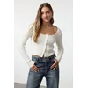 Trendyol Ecru Crop Square Neck Knitwear Cardigan