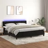 Greatstore Box spring postelja z vzmetnico LED črna 160x200 cm žamet