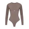 GOD SAVE QUEENS Bodi Second Skin Long Sleeve Crew-Neck Bodysuit rjava