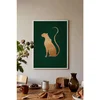 WallXpert uramljena slika 115222, zlatna silueta pantera na tamnozelenoj pozadini, 50 x 70 cm, beli ram