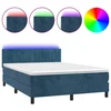 vidaXL vidaXL Box spring postelja z vzmetnico LED temno modra 140x190cm žamet, (20900742)