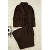 Trendyol Brown Belted Piping Detail Double Breasted Viscose Woven Pajamas Set