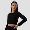 GymBeam Ženski crop top Ribbed FLO Black