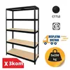 Komplet od Tri police metal-medijapan 180x120x45cm, 5x250kg Mat crna