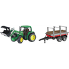 Bruder Traktor J.D. 6920 s čelnim nakladalnikom + prikolica za prevoz lesa - 1 k.