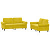 2-dijelni set sofa s jastucima žuti baršunasti