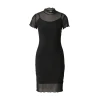 Womens double-layer mesh dress black