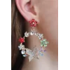 Elegantni uhani z okrasnimi diamanti, ART384, večbarvni