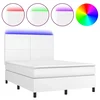 Vidaxl Box spring postelja z vzmetnico LED bela 140x200cm umetno usnje