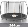 Baštenska trambolina 244cm Top Springen Sport Line SL244SIL sa unutrašnjom mrežicom i merdevinama u sivoj boji