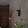 Molto Luce Arok LED stenska svetilka, črna/kava rjava, aluminij - spalnica - Sodobni - črna, kavno rjava