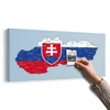 Slika na pluti zemljevid Slovaške z državnim grbom in sosednjimi državami - 140x70 transparent