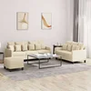 3-dijelni set sofa s jastucima krem od tkanine