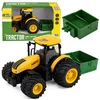 LEAN TOYS Traktor kmetijski z zalagalcem gnojila, luči, zvok, rumena, 1:24