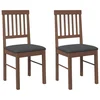 Vidaxl Jedilni stoli z blazinami 2 kosa Brown Solid Wood Rubber