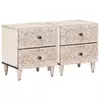 Noćni ormar 2 pcs Bijelo 40 x 33,5 x 46 cm Čvrsto drvo manga