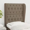 Vidaxl vidaXL Vzglavje postelje s krilci, sivo-rjavo, 83x23x118/128 cm, blago