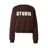 ONLY Majica ONLSWEAT temno rjava/bela