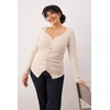 Trendyol Curve Ženska bluza Tbbaw26Af00029, Bež