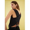 Trendyol Black Regular V Neck Back Cross Vest