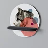 shumee BUBBLE CAT SKETCH okrogla polica črna