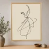WallXpert uramljena slika na platnu Cc-D-Ah-1042, balerina u pirueti, crtež jednom linijom, 70 x 95 cm