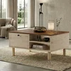 Hanah Home klub sto Aris, 90 cm, travertin / orah Venezia