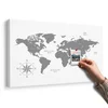 Slika na pluti spodoben zemljevid sveta v sivi barvi - 90x60 transparent