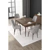 Hanah Home trpezarijski set Nex, sto na razvlačenje i 4 stolice, ploča u dekoru drveta Baroque, siva tkanina Babyface